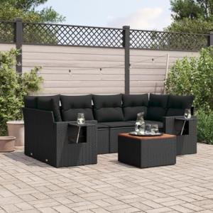 QZZCED Set de Comedor de jardín 7 pzas y Cojines ratán sint…