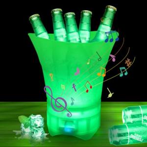 RANJIMA Cubo de hielo LED de 5 L, plegable con LED, con alt…