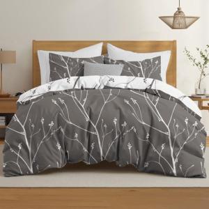 Dreamzie Funda Nordica Cama 150/160 cm Diseño de Ramas Gris…