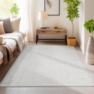 HomebyHome Alfombra Salon de Pelo Corto 120 x 170 cm Plata…