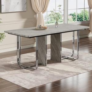 Mesa de comedor moderna, 180 x 80 x 75 cm, patas de metal e…