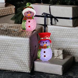 com-four® 2X Muñeco de Nieve LED de Navidad - Figura Decora…