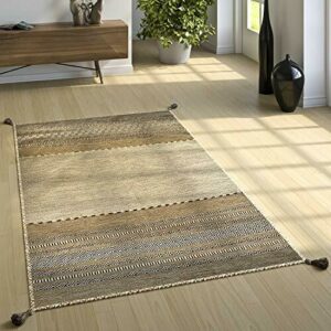 Paco Home Alfombra Diseño Kilim Tejida A Mano 100% Algodón…