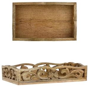Marrakech Boho Bandeja decorativa de madera, 25 x 15 cm, ba…