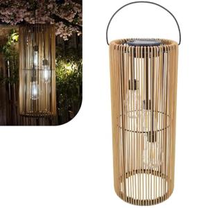 Gadgy Farol Solar Exterior Estilo Ratán – Lámpara LED Colga…
