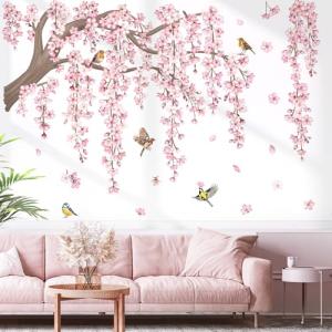 decalmile Pegatinas de Pared Flor de Cerezo Rosa Grande Vin…