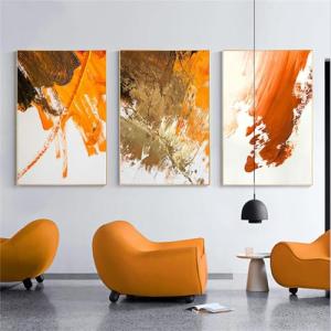 Conjunto de 3 - Carteles Nórdicos Naranjas Pintura en Lienz…