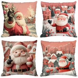 Funda Cojin 80x80 cm, Juego de 4 Fundas de Cojines Rosa Lin…