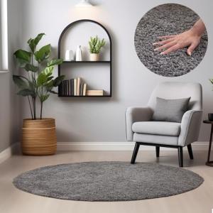HomebyHome Alfombra Salon Peludo de Pelo Largo Gris 160 cm…