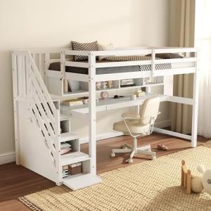 Litera Infantil con Escalera de Almacenaje 90x200cm - Mader…