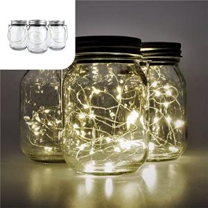 Gadgy ® Lámpara Solar Mason Jar Tarro Cristal Set Luces de…