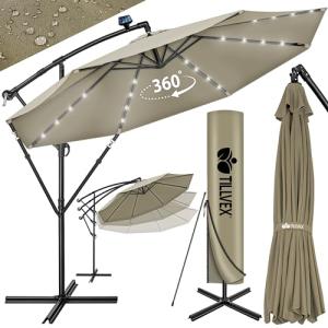 tillvex 300 cm Sombrilla Excentrico con 32 Luces LED Solar…