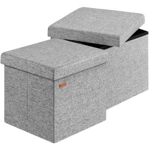 CASARIA® Puff Almacenaje 2 Unidades Taburete Plegable 38x38…