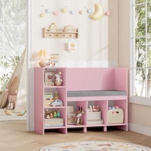 HOCSOK Estantería para niños, 110 cm, con cojín y 6 estante…