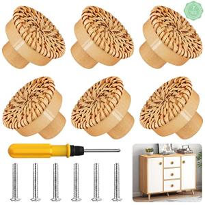 Baiyuanli Pomos de Madera 6 Pcs Tiradores de Madera Natural…