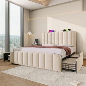 Wyibwy Cama tapizada de 180 x 200 cm, cama de matrimonio co…