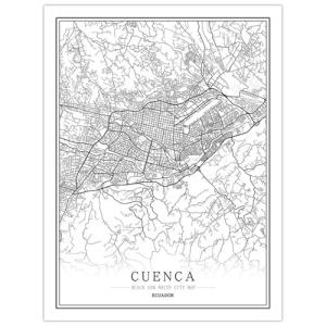Blanco CUENCA pintura de la lona del mapa de la ciudad Patr…