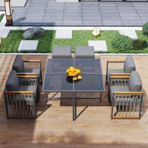 Moimhear Juego de mesa de comedor y silla de 7 piezas para…