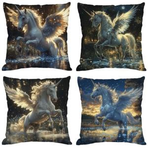 Funda Cojin 65x65 cm, Juego de 4 Fundas de Cojines Ala Lino…