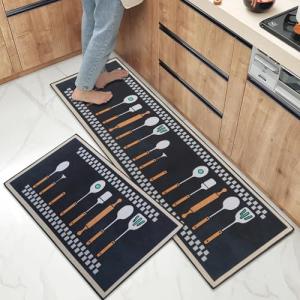 OPLERT Juego de 2 Alfombrillas de Cocina Antideslizantes y…