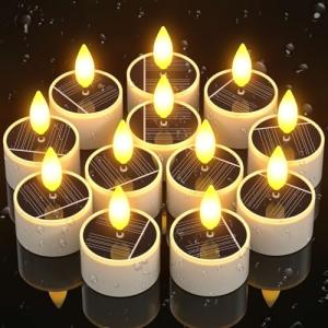 PChero 12pcs LED velas solares al aire libre a prueba de ag…