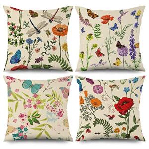 ASDCXZ Fundas de Almohada Flores 40x40 cm 4 Fundas, Flores…