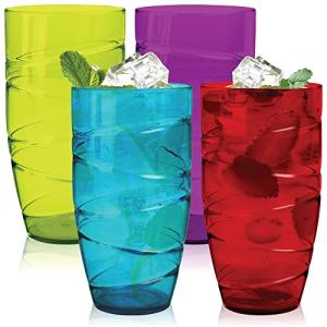 HEFTMAN Juego de 4 vasos de plástico - Vasos de acrílico de…