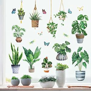 decalmile Pegatinas de Ventana Plantas en Macetas Vinilos p…
