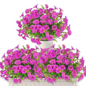 TINA Flores Artificiales Seda Petunia 6 Paquetes Flores Art…