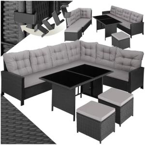 TecTake® Conjunto Jardín de Ratán con Mesa y Cojines, Conju…
