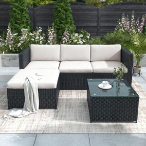 Moimhear Conjunto de sofá de polirratán, muebles de jardín,…