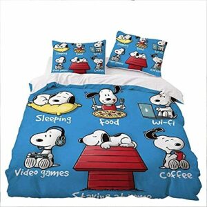 Agmdno Ropa de cama para niños Snoopy, ropa de cama de 2 pi…