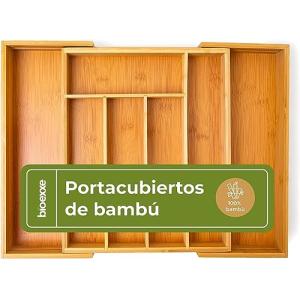 Organizador cubiertos de cajón de madera de bambú de Bioexx…