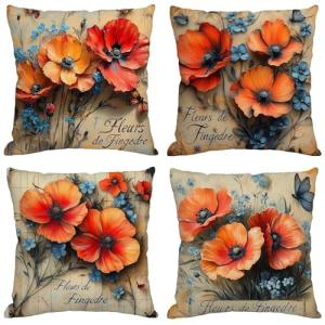 Funda Cojin 70x70 cm,Juego de 4 Fundas de Cojines Otoño Ter…