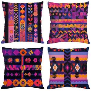 Fundas Cojines 70x70 cm Juego de 4 Púrpura Cojines Exterior…
