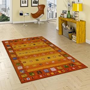 Theko Indo Gabbeh Esta - Alfombra Natural - Naranja colorea…