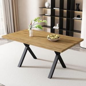KAZZIO Mesa de comedor, diseño de patas cruzadas, mesa de c…