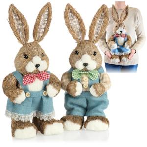 com-four® 2X Conejo de Pascua de Paja XL Hecho a Mano - Con…