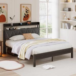 HAHRIR Estructura de cama con estructura de cama de metal y…