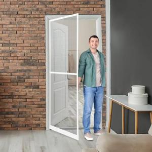 Jaxguom Mosquitera para puerta con marco de aluminio, 120 x…