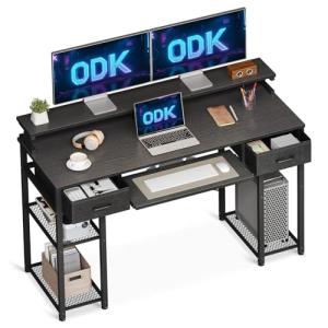 ODK Escritorio con 2 Cajones, Mesa Escritorio con Bandeja p…