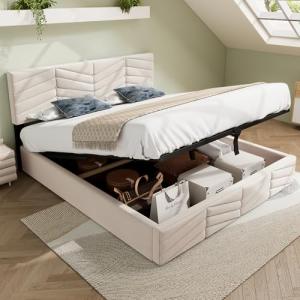 Oslghy Cama Tapizada 180x200 cm, Cama Matrimonio con Cabece…