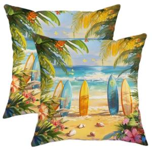 Juego de 2 fundas de cojín decorativas cuadradas de verano…