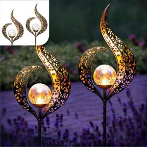 Gadgy Juego de 2 LED Solar Exterior Jardin Flame | Impermea…