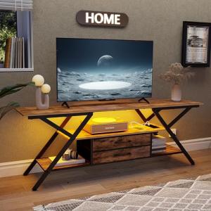 Trironsun Mueble de TV rústico de hasta 55 pulgadas consola…