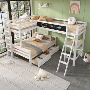 Moimhear Cama alta para niños, tres niños pueden dormir, ti…