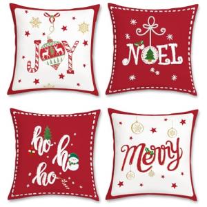 Bonhause Fundas Cojines Navidad Rojo 45 x 45 cm Funda de Al…