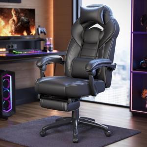 SONGMICS OBG077B01 - Silla de Oficina con reposapiés telesc…