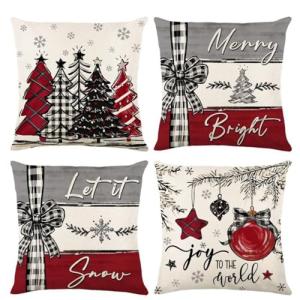 FengRise 4 Pieza Funda Cojin Navidad, Fundas Cojines Navida…