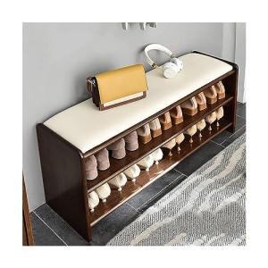 NgAnoh Banco de Zapatos de Madera Natural con cojín de Cuer…